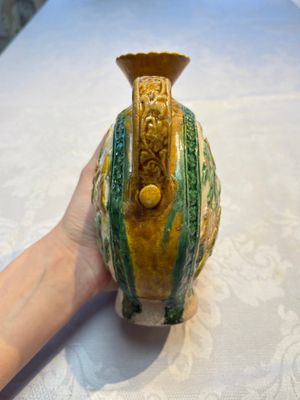 A rare Chinese sancai 'Phoenix' ewer with a wooden box, Liao — photo 7