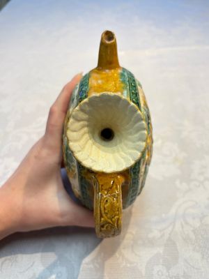 A rare Chinese sancai 'Phoenix' ewer with a wooden box, Liao — photo 8