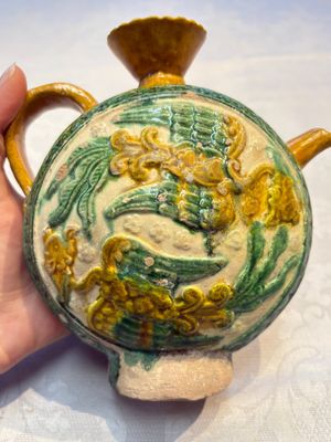 A rare Chinese sancai 'Phoenix' ewer with a wooden box, Liao — photo 10