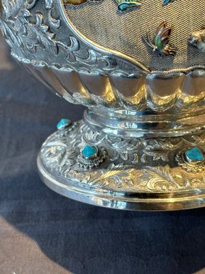 A rare Chinese silver, enamel and hardstone coffee set with matching tray, 20th C. — photo 15