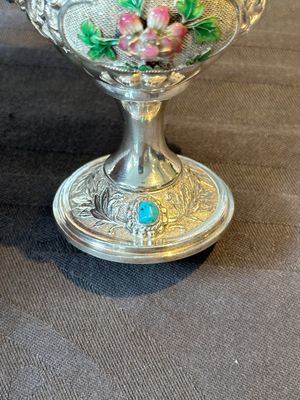 A rare Chinese silver, enamel and hardstone coffee set with matching tray, 20th C. — photo 7