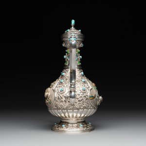 A rare Chinese silver, enamel and hardstone coffee set with matching tray, 20th C. — photo 9