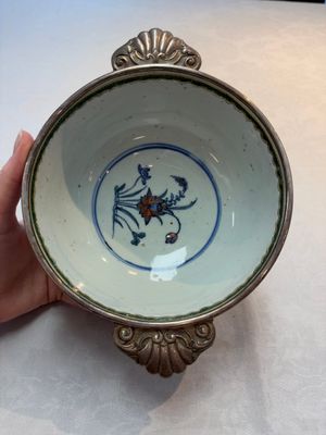 A rare Chinese silver-mounted doucai bowl and cover, Kangxi/Yongzheng — photo 6