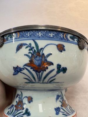 A rare Chinese silver-mounted doucai bowl and cover, Kangxi/Yongzheng — photo 9