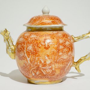 A rare Chinese teapot on stand with a romantic design for the European market, Qianlong — photo 3