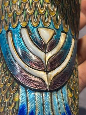 A rare Chinese turquoise and red coral inlaid silver enamelled duck-shaped censer and cover, 19/20th C. — photo 15