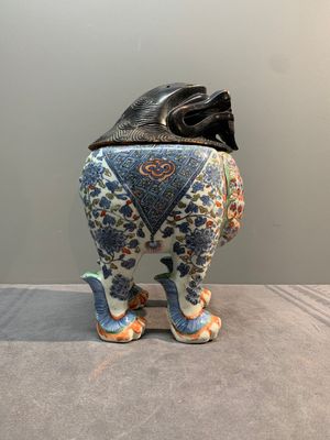 A rare Chinese wucai 'luduan' incense burner with wooden cover, Ming, 16/17th C. — photo 1