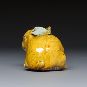 A rare Chinese yellow-glazed biscuit rabbit — photo 3