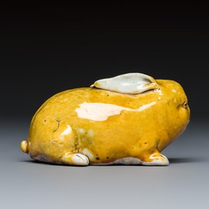 A rare Chinese yellow-glazed biscuit rabbit — photo 4