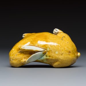 A rare Chinese yellow-glazed biscuit rabbit — photo 6