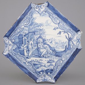 A rare Dutch Amsterdam Delftware blue and white biblical plaque — 照片 1