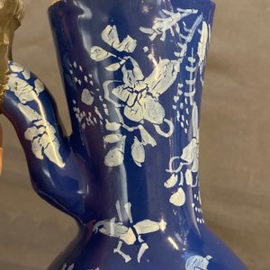 A rare Dutch Delft 'Persian blue' pewter-mounted jug, 17/18th C. — photo 11