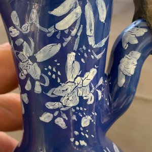 A rare Dutch Delft 'Persian blue' pewter-mounted jug, 17/18th C. — photo 15