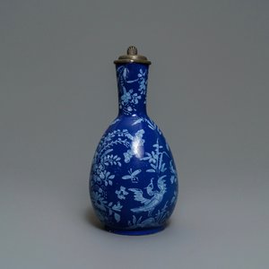 A rare Dutch Delft 'Persian blue' pewter-mounted jug, 17/18th C. — photo 3
