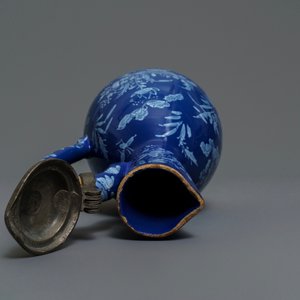 A rare Dutch Delft 'Persian blue' pewter-mounted jug, 17/18th C. — photo 7