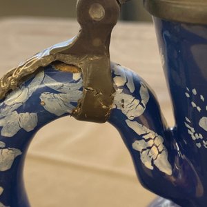 A rare Dutch Delft 'Persian blue' pewter-mounted jug, 17/18th C. — photo 9