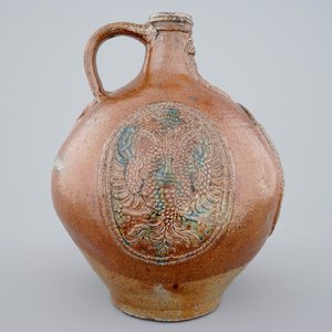 A rare Frechen bellarmine jug with double eagle seals, dated 1604 — 照片 4