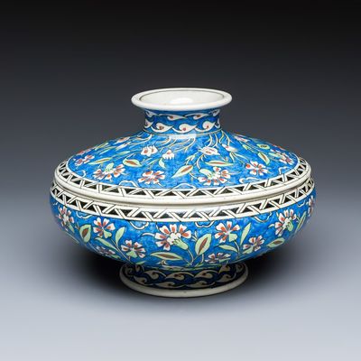 A rare Iznik-style blue-ground bowl and cover, Samson, France, 19th C.