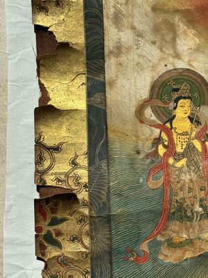 A rare Japanese Buddhist painting depicting Usnisavijaya, signed Ku Yue Baixie 哭月拜寫, probably 17/18th C. — foto 13