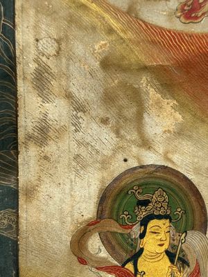 A rare Japanese Buddhist painting depicting Usnisavijaya, signed Ku Yue Baixie 哭月拜寫, probably 17/18th C. — foto 17