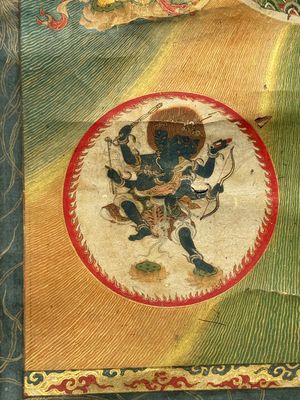 A rare Japanese Buddhist painting depicting Usnisavijaya, signed Ku Yue Baixie 哭月拜寫, probably 17/18th C. — foto 10