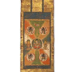 A rare Japanese Buddhist painting depicting Usnisavijaya, signed Ku Yue Baixie 哭月拜寫, probably 17/18th C. — foto 2