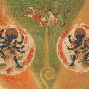 A rare Japanese Buddhist painting depicting Usnisavijaya, signed Ku Yue Baixie 哭月拜寫, probably 17/18th C. — foto 3