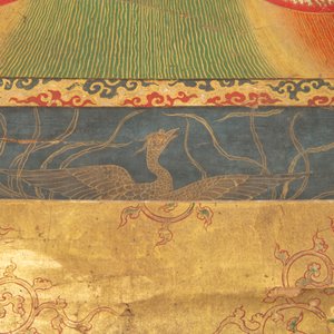 A rare Japanese Buddhist painting depicting Usnisavijaya, signed Ku Yue Baixie 哭月拜寫, probably 17/18th C. — foto 6