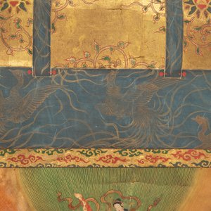 A rare Japanese Buddhist painting depicting Usnisavijaya, signed Ku Yue Baixie 哭月拜寫, probably 17/18th C. — foto 7