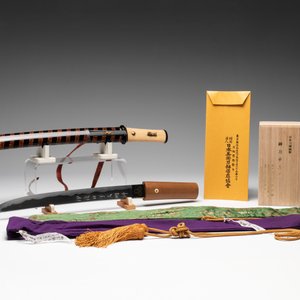 A rare Japanese wakizashi 脇差 sword and koshirae, signed Shoji Jiro Taro Naokatsu 莊司 次郎 太郎 直勝, Meiji, dated 1853 — 照片 2
