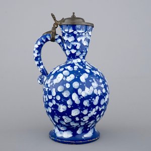 A rare Nevers pewter-mounted jug in "Bleu Persan" style, 17th C. — 照片 2
