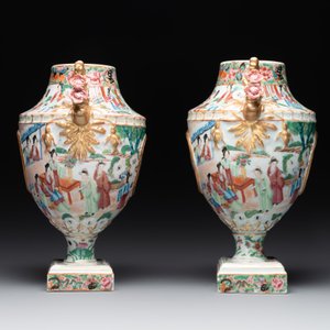 A rare pair of Chinese Canton famille rose export urns, 19th C. — photo 2