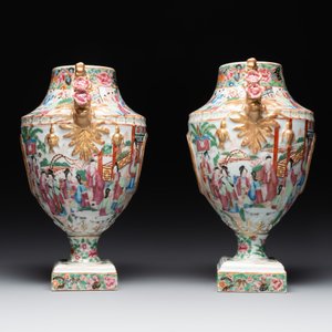 A rare pair of Chinese Canton famille rose export urns, 19th C. — photo 4