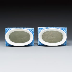A rare pair of Chinese export blue and white soft-paste rectangular canisters — photo 6