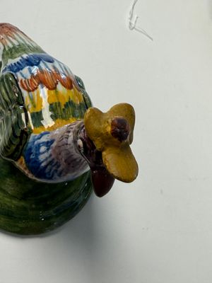 A rare polychrome Dutch Delft butter tub with a crowned bird — photo 1