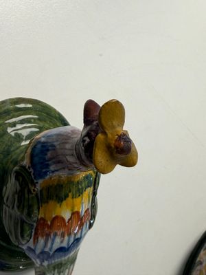 A rare polychrome Dutch Delft butter tub with a crowned bird — photo 2