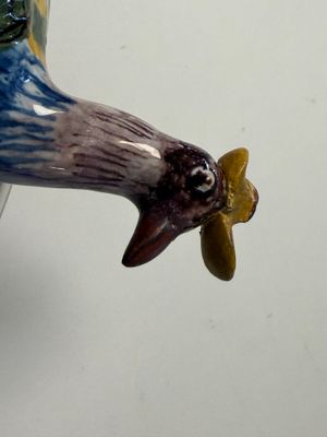 A rare polychrome Dutch Delft butter tub with a crowned bird — photo 4