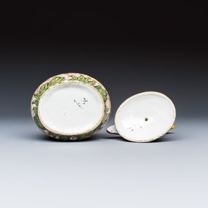 A rare polychrome Dutch Delft butter tub with a crowned bird — photo 8