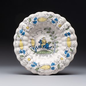 A rare polychrome Dutch Delft 'Chinese horserider' dish, 17th C. — photo 1