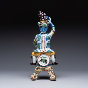 A rare polychrome Dutch Delft figural wine cistern and cover, 18th C. — photo 4