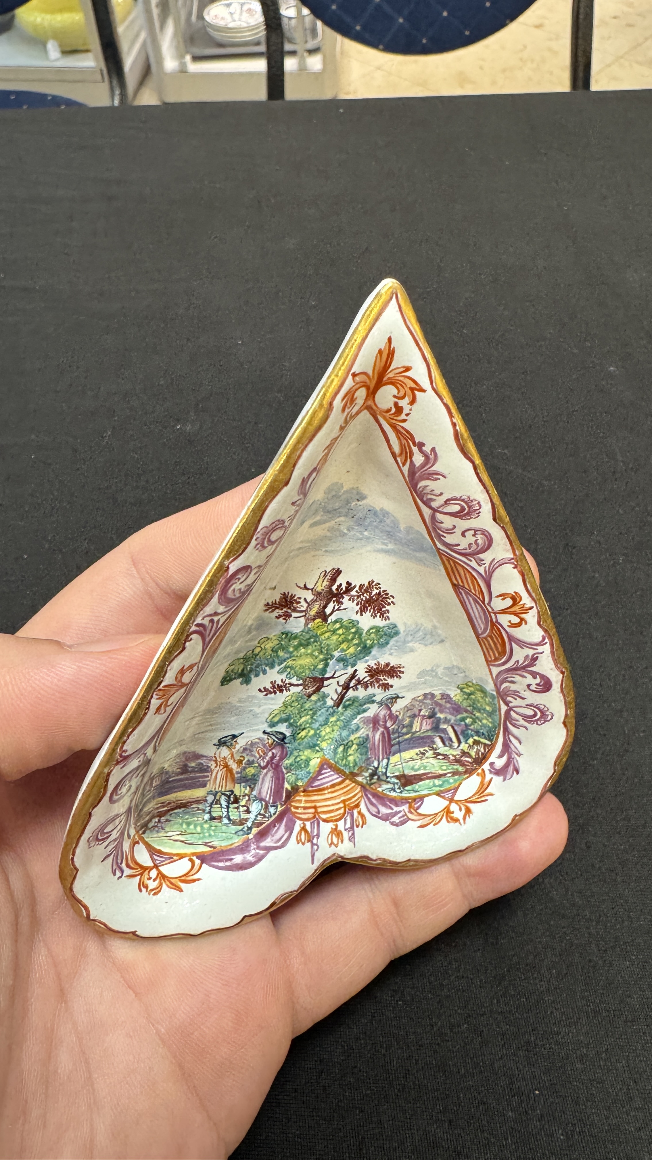A rare polychrome Dutch Delft petit feu six-piece sweetmeat set — photo 12