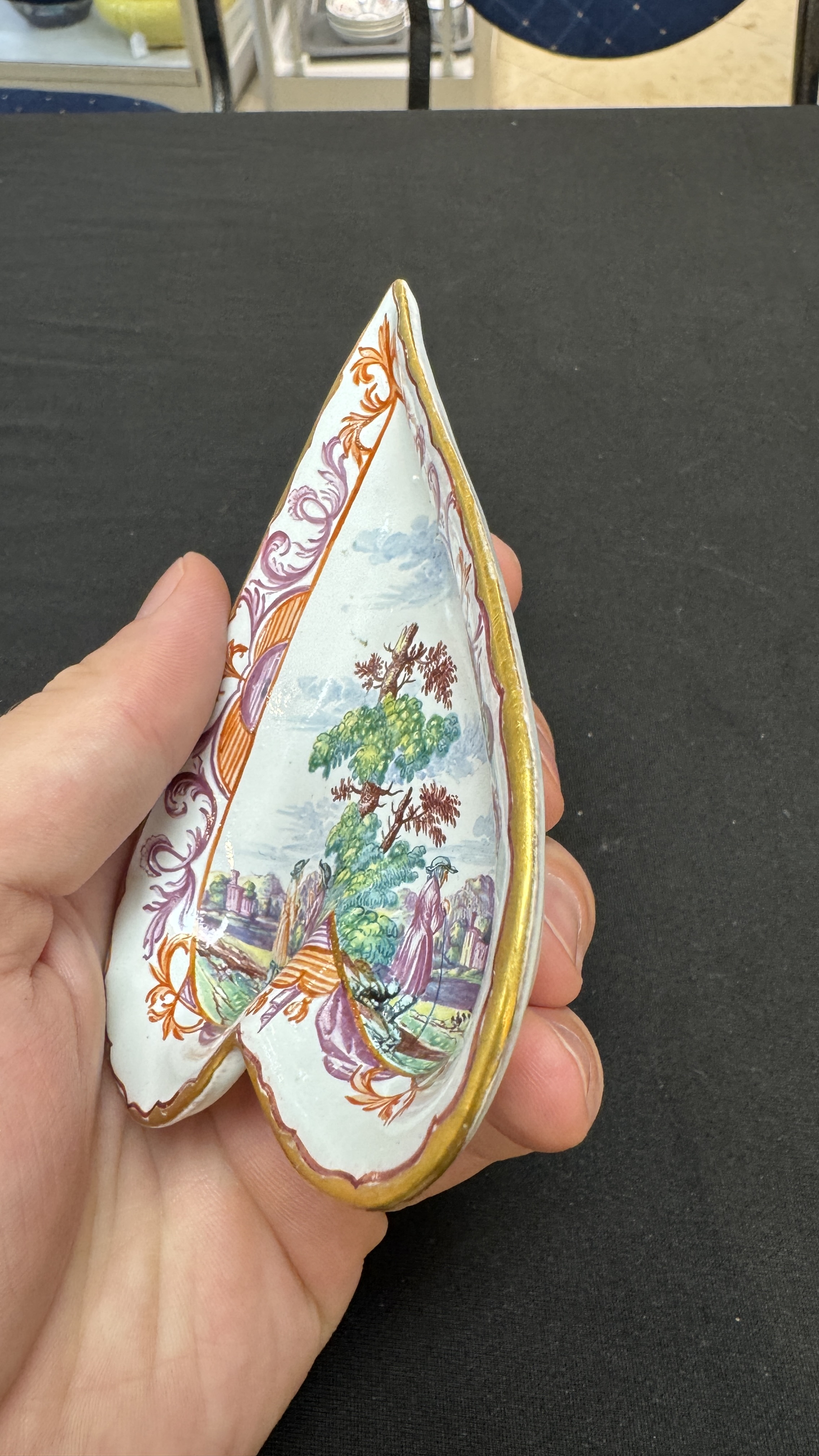 A rare polychrome Dutch Delft petit feu six-piece sweetmeat set — photo 13