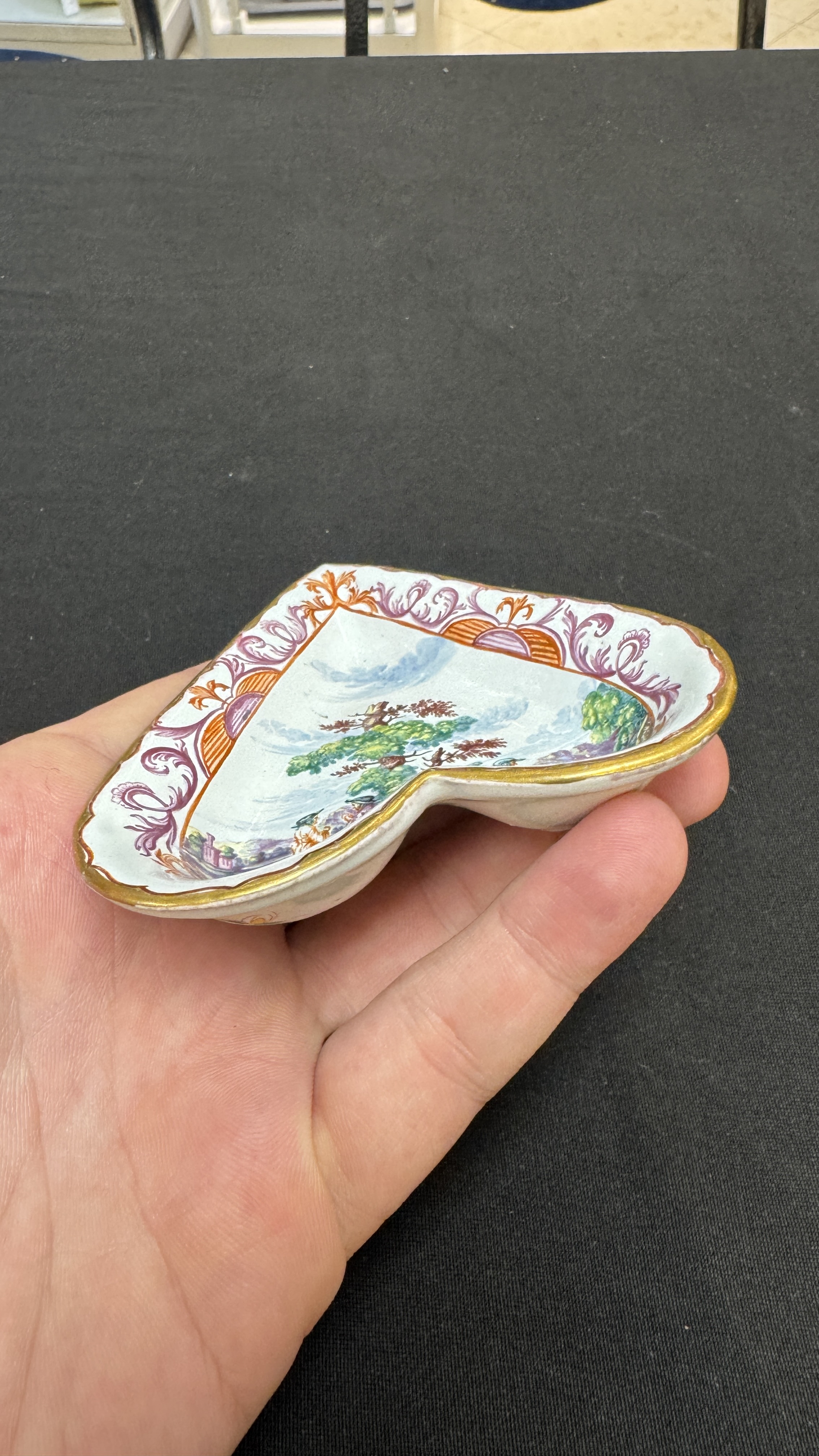A rare polychrome Dutch Delft petit feu six-piece sweetmeat set — photo 14