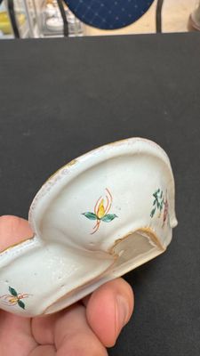 A rare polychrome Dutch Delft petit feu six-piece sweetmeat set — photo 23