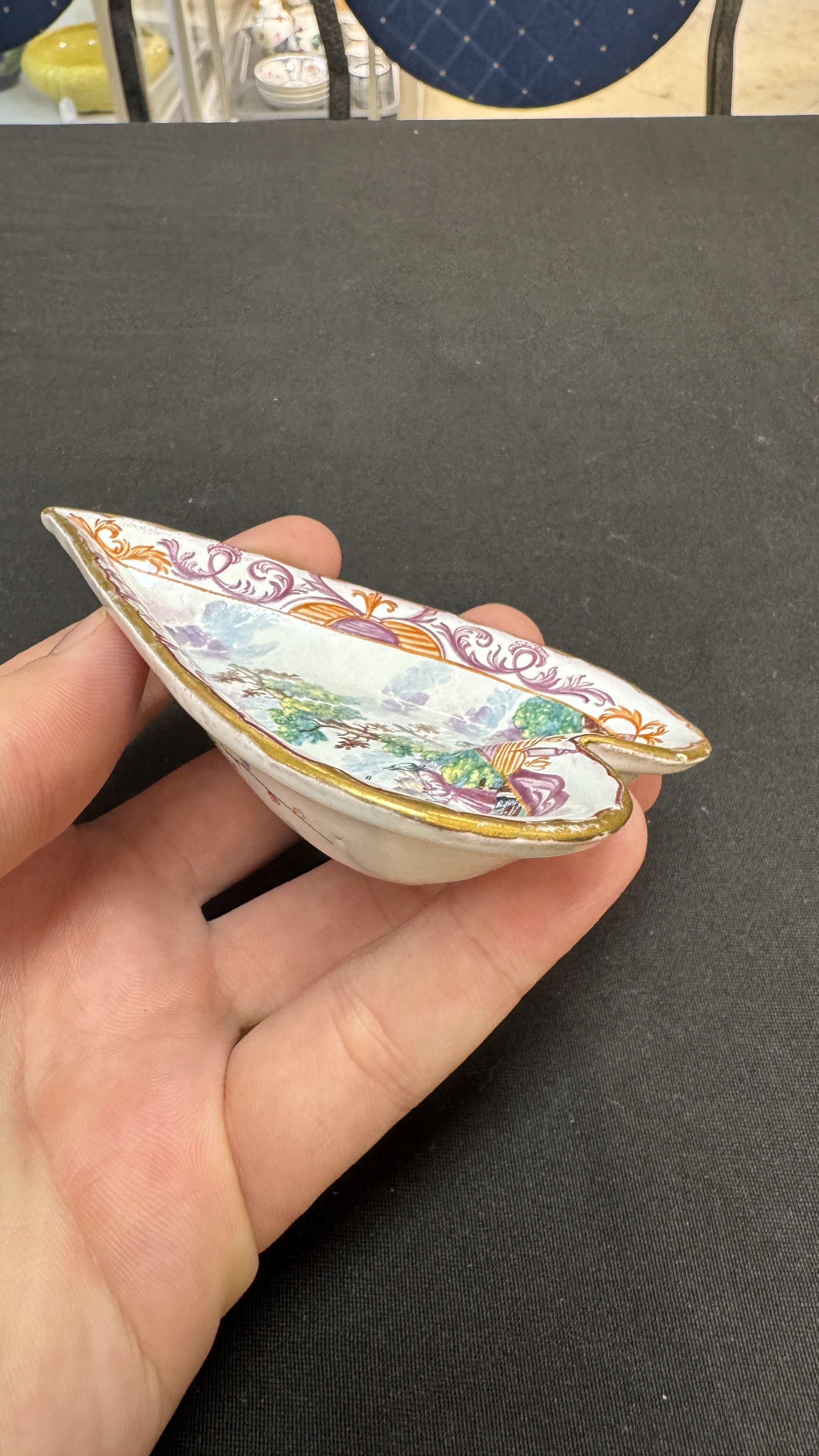 A rare polychrome Dutch Delft petit feu six-piece sweetmeat set — photo 24