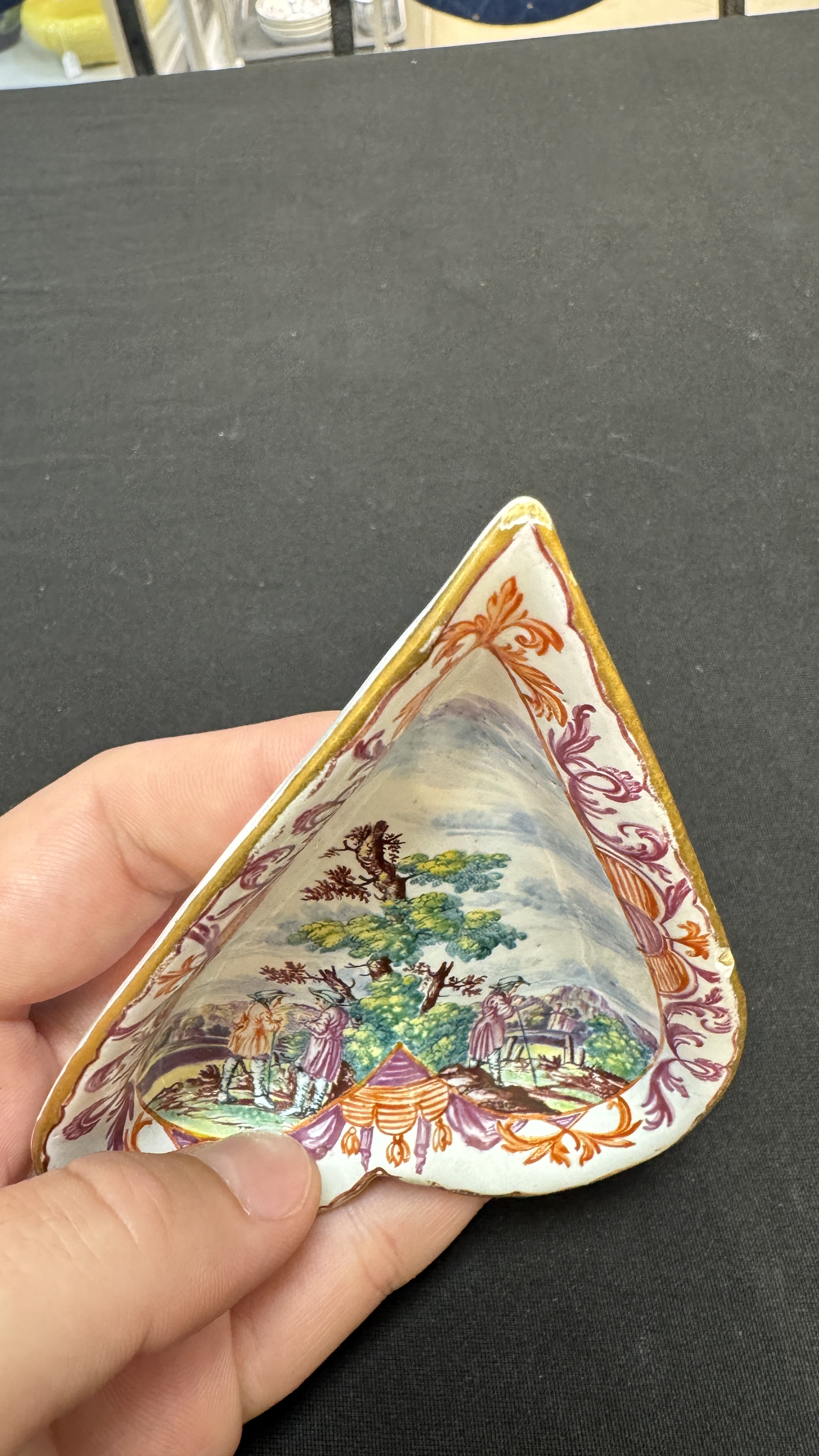 A rare polychrome Dutch Delft petit feu six-piece sweetmeat set — photo 3