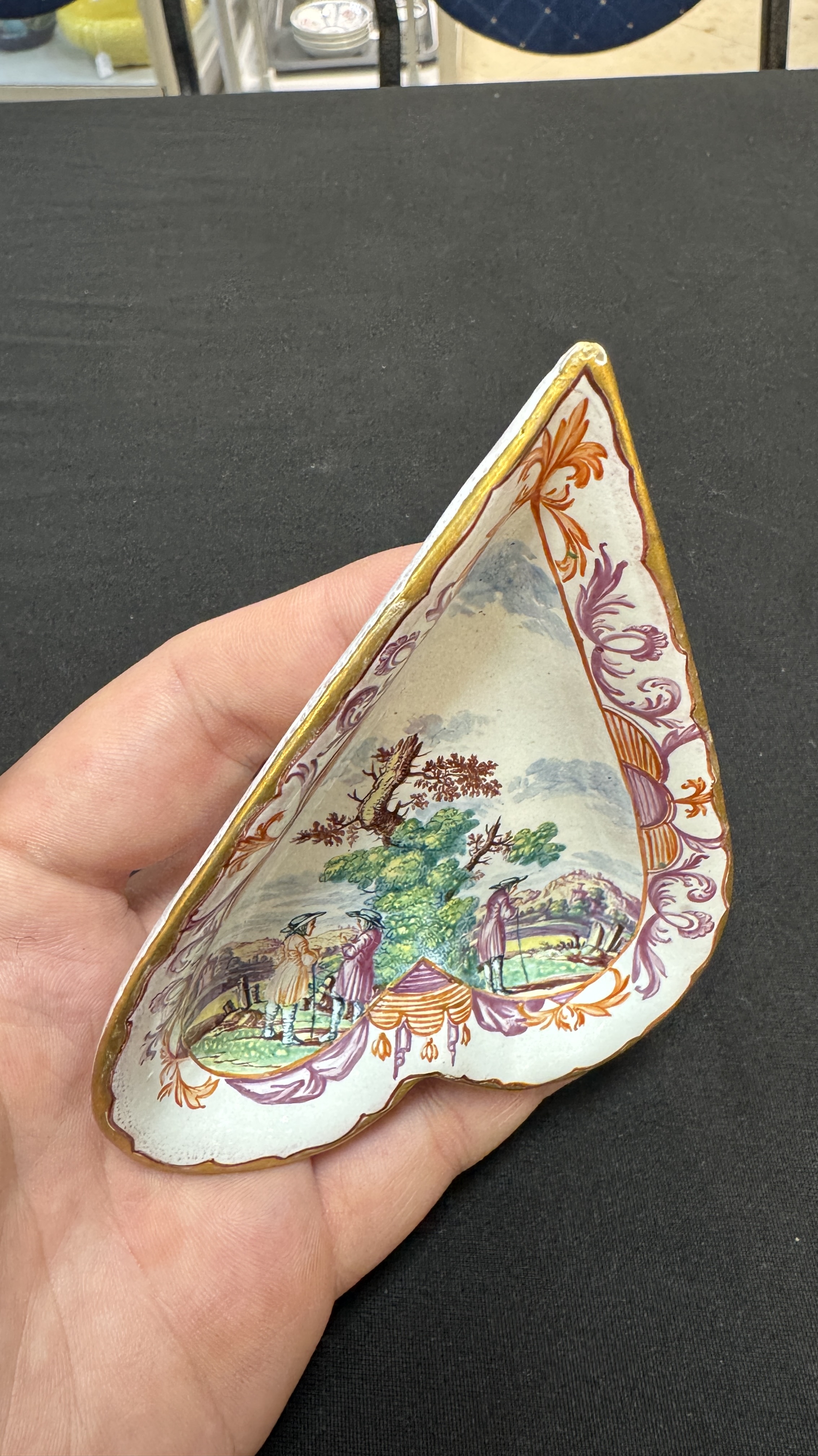 A rare polychrome Dutch Delft petit feu six-piece sweetmeat set — photo 31