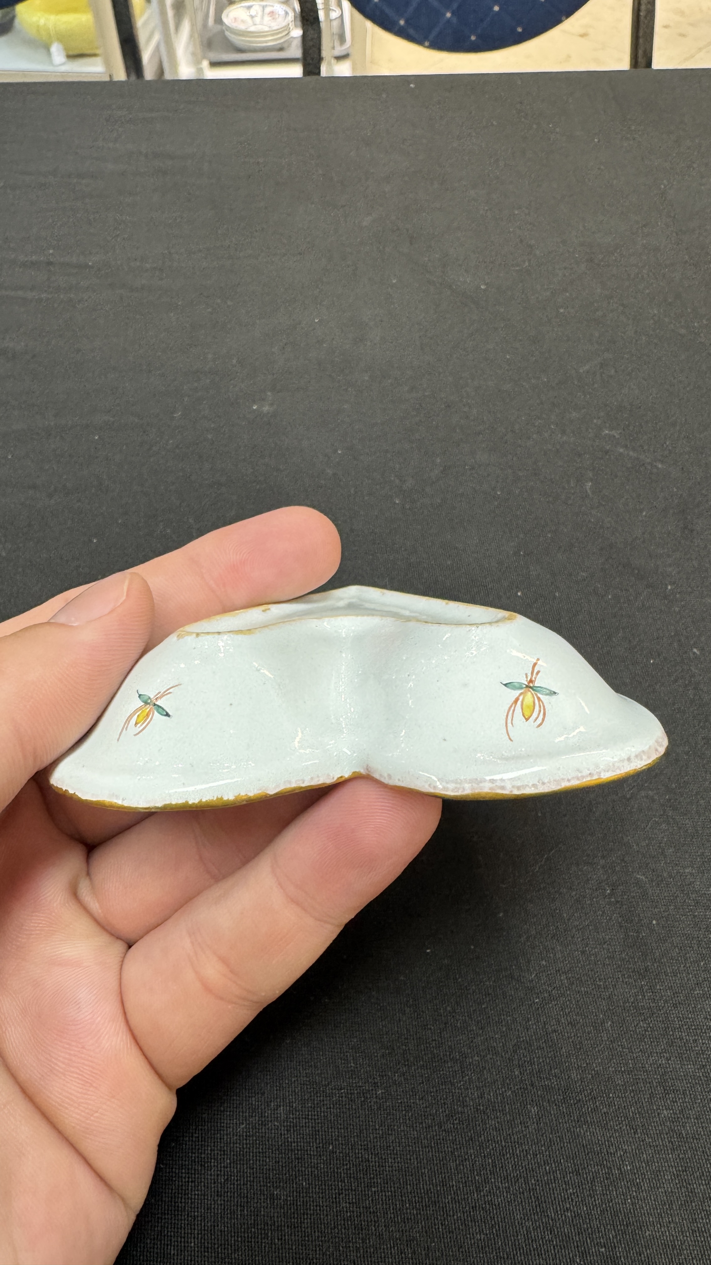 A rare polychrome Dutch Delft petit feu six-piece sweetmeat set — photo 39