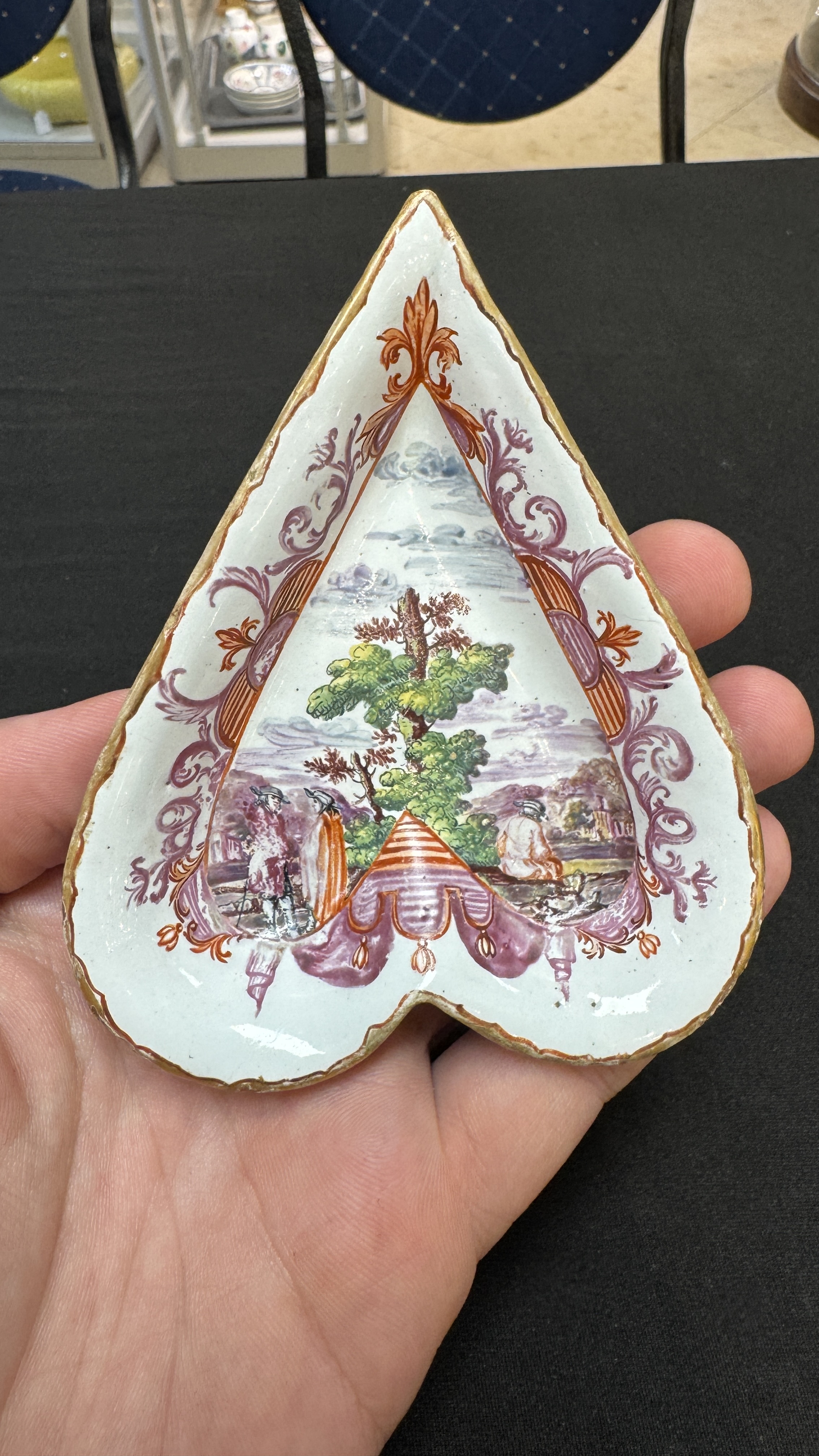 A rare polychrome Dutch Delft petit feu six-piece sweetmeat set — photo 40
