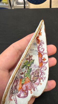 A rare polychrome Dutch Delft petit feu six-piece sweetmeat set — photo 42